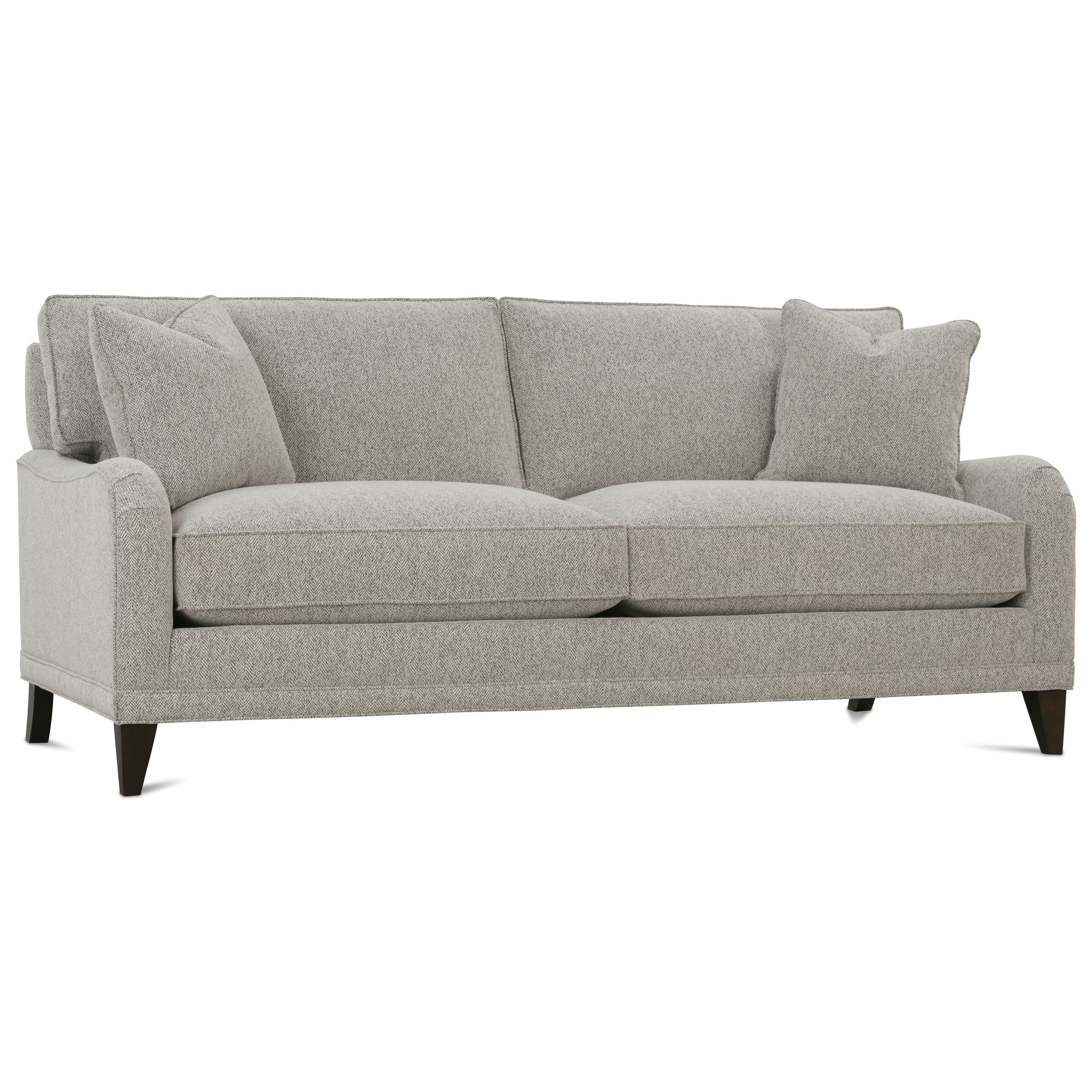 Rowe My Style II Customizable 2 Seat Sofa with English Arms, Shaped Legs and Box Style Back